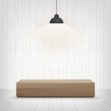 Beyaz Oda alan arka plan ağaç tezgah. Vektör çizim.