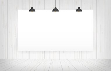 Beyaz Oda alan arka plan çerçevesinde tuval. Vektör çizim.