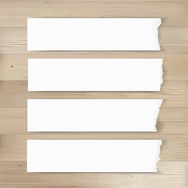 Zerrissenes Papier Tag Hintergrund Auf Holz Textur Vektorillustration — Stockvektor