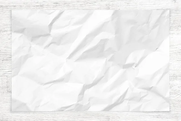 Textura Papel Enrugada Fundo Madeira Branca — Fotografia de Stock