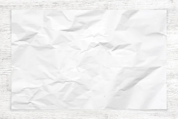 Crumpled Paper Texture White Wood Background — Stock Photo, Image