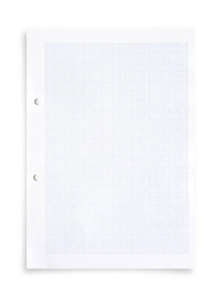 Folha Papel Branco Fundo Padrão Grade Isolado Branco Com Caminho — Fotografia de Stock