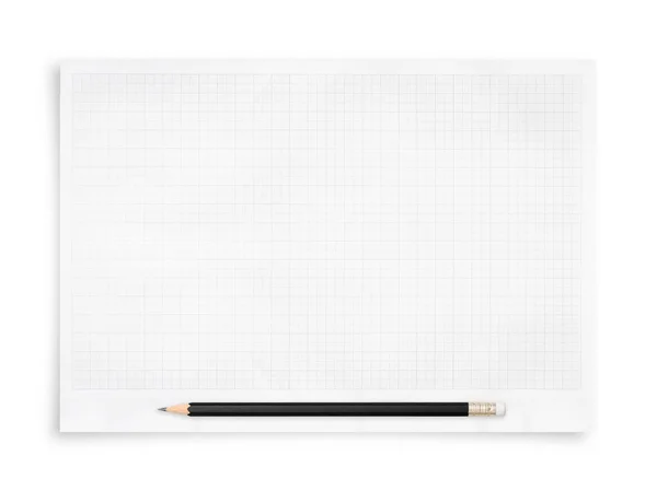 Black Pencil White Paper Sheet Isolated White Background Clipping Path — Stock Photo, Image