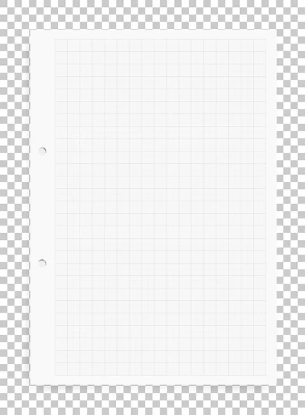 Milimetrový Papír List Pozadí Průhledné Pozadí Měkký Stín Vektorové Ilustrace — Stockový vektor