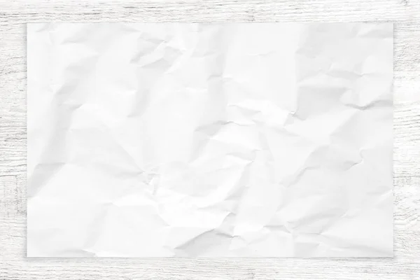 Crumpled Paper Texture White Wood Background — Stock Photo, Image