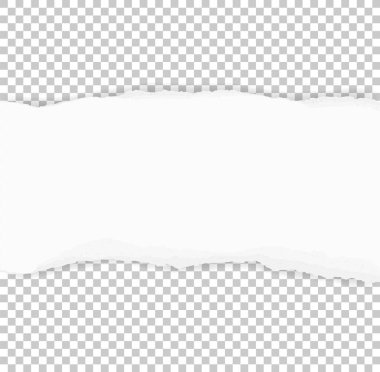 Arka plan için yırtık kağıt kenarları. Şeffaf arkaplanda yırtılmış kağıt dokusu. Vektör illüstrasyonu.