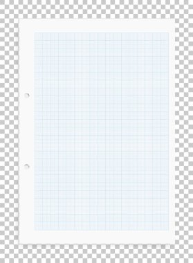 Grafik kağıdı sayfa arka plan şeffaf ve yumuşak gölge üzerinde mavi desenli. Vektör çizim.