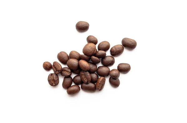 Gebrande Koffiebonen Witte Achtergrond Close Beeld — Stockfoto
