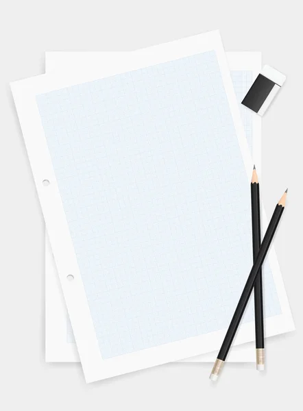 Matita Gomma Sfondo Carta Disegno Con Area Creatività Design Illustrazione — Vettoriale Stock