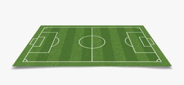 Futbol sahası veya beyaz arka plan üzerinde izole futbol sahası. Perspektif elemanları. Vektör çizim.