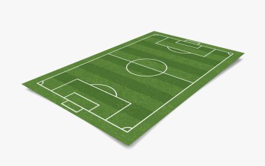 Futbol sahası veya beyaz arka plan üzerinde izole futbol sahası. Perspektif elemanları. Vektör çizim.