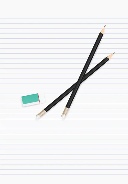 鉛筆と消しゴムのビジネス背景のホワイト ペーパー シート ベクトル図 — ストックベクタ