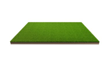 3D render izole kırpma yolu ile beyaz zemin üzerine yeşil çim alanın. Spor alanı. Egzersiz ve eğlence yeri.