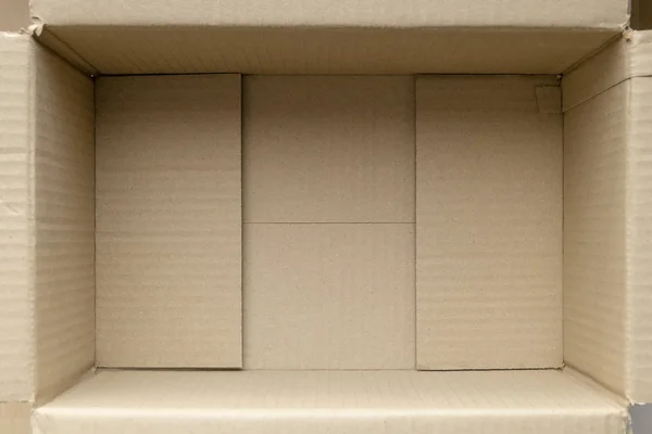 Empty cardboard box. Close up inside view of cardboard packaging box - Image