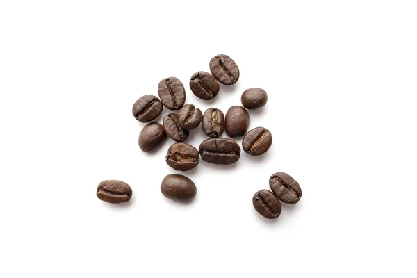 Geröstete Kaffeebohnen Isoliert Auf Weißem Hintergrund Nahaufnahme — Stockfoto