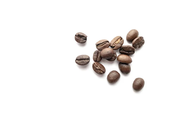 Kávová Zrna Izolovaných Bílém Pozadí Detail Obrazu — Stock fotografie