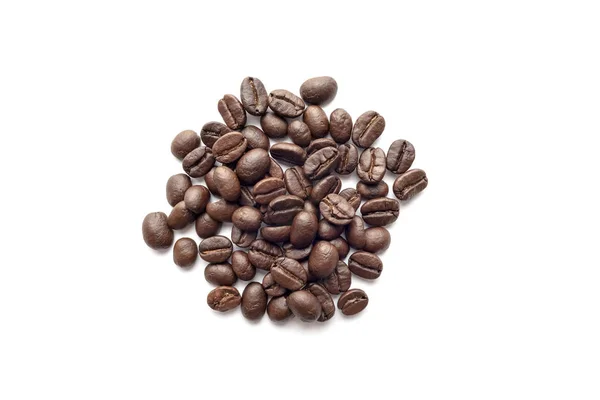 Gebrande Koffiebonen Geïsoleerd Een Witte Achtergrond Close Beeld — Stockfoto