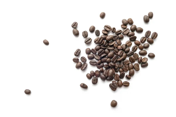 Roasted Coffee Beans Isolated White Background Close Image — Stock Photo, Image