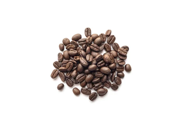 Gebrande Koffiebonen Geïsoleerd Een Witte Achtergrond Close Beeld — Stockfoto