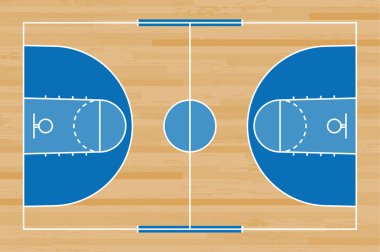 Basketbol mahkeme kat hatta ahşap desen doku arka plan ile. Basketbol alan. Vektör çizim.