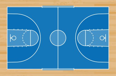 Basketbol mahkeme kat hatta ahşap desen doku arka plan ile. Basketbol alan. Vektör çizim.