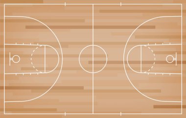 Basketbol mahkeme kat hatta ahşap desen doku arka plan ile. Basketbol alan. Vektör çizim.