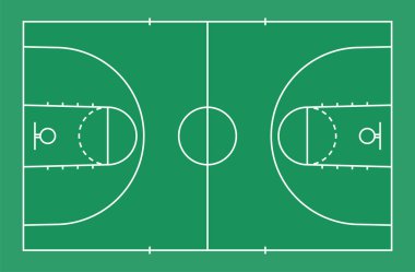 Yeşil basketbol mahkeme kat hattı ile arka plan için. Basketbol alan. Vektör çizim.