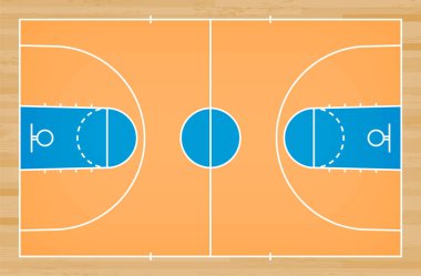 Basketbol mahkeme kat hatta ahşap desen doku arka plan ile. Basketbol alan. Vektör çizim.