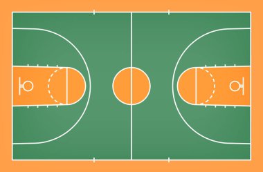Basketbol mahkeme kat hatta ahşap desen doku arka plan ile. Basketbol alan. Vektör çizim.