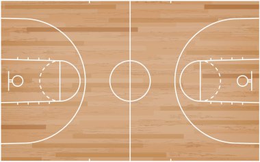 Basketbol mahkeme kat hatta ahşap desen doku arka plan ile. Basketbol alan. Vektör çizim.