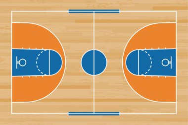 Basketbol mahkeme kat hatta ahşap desen doku arka plan ile. Basketbol alan. Vektör çizim.