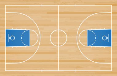 Basketbol mahkeme kat hatta ahşap desen doku arka plan ile. Basketbol alan. Vektör çizim.