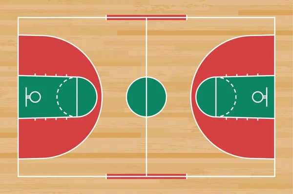 Suelo Cancha Baloncesto Con Línea Sobre Fondo Textura Patrón Madera — Vector de stock