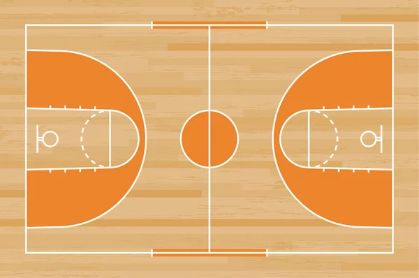 Terrain Basket Ball Avec Ligne Sur Fond Texture Motif Bois — Image vectorielle