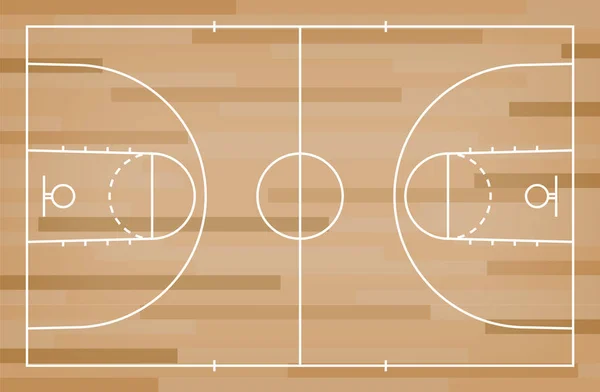 Suelo Cancha Baloncesto Con Línea Sobre Fondo Textura Patrón Madera — Vector de stock