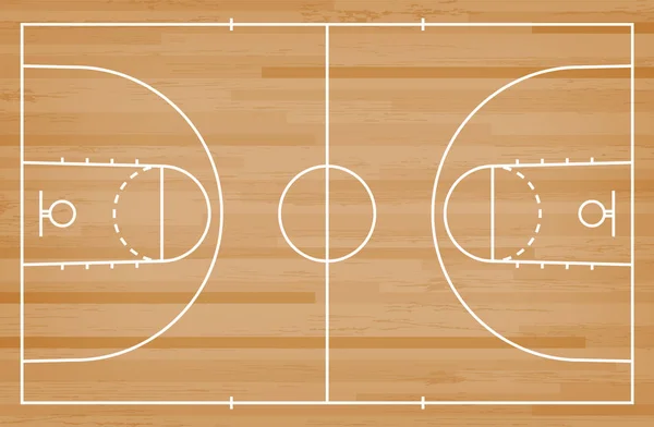 Basketballplatz Boden Mit Linie Auf Holzmuster Textur Hintergrund Basketballfeld Vektorillustration — Stockvektor