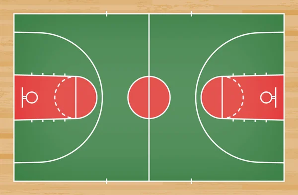 Suelo Cancha Baloncesto Con Línea Sobre Fondo Textura Patrón Madera — Vector de stock