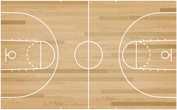 Terrain Basket Ball Avec Ligne Sur Fond Texture Motif Bois — Image vectorielle