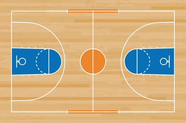 Piso Quadra Basquete Com Linha Sobre Fundo Textura Padrão Madeira — Vetor de Stock