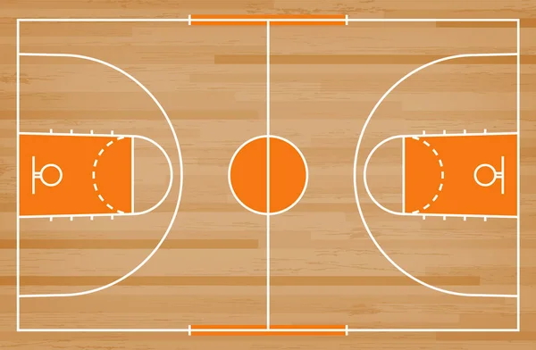 Basketbol Mahkeme Kat Hatta Ahşap Desen Doku Arka Plan Ile — Stok Vektör