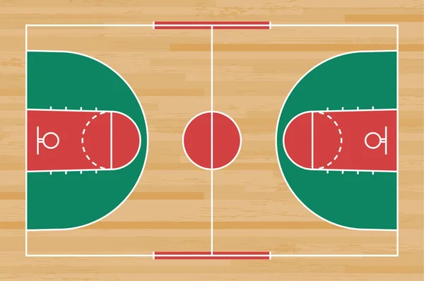 Suelo Cancha Baloncesto Con Línea Sobre Fondo Textura Patrón Madera — Vector de stock