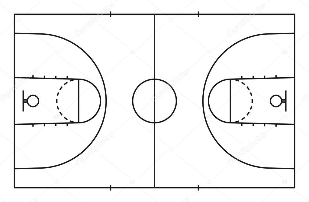 Basketball court floor with line for background. Basketball field. Vector illustration.