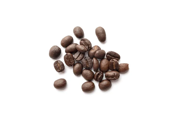 Rostade Kaffe Bönor Isolerad Vit Bakgrund Närbild Bild — Stockfoto