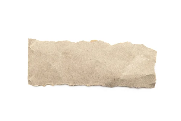 Bastone Artigianale Carta Riciclata Sfondo Bianco Carta Marrone Strappata Strappata — Foto Stock