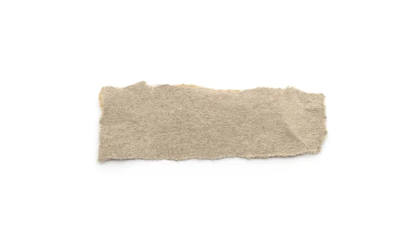 Bastone Artigianale Carta Riciclata Sfondo Bianco Carta Marrone Strappata Strappata — Foto Stock