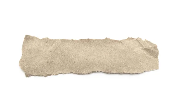 Beyaz Arka Planda Geri Dönüşümlü Kağıt Çubuğu Kahverengi Kağıt Yırtılmış — Stok fotoğraf