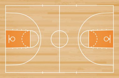 Basketbol mahkeme kat hatta ahşap desen doku arka plan ile. Basketbol alan. Vektör çizim.