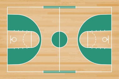 Basketbol mahkeme kat hatta ahşap desen doku arka plan ile. Basketbol alan. Vektör çizim.