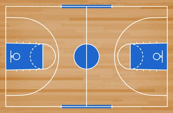 Piso Quadra Basquete Com Linha Sobre Fundo Textura Padrão Madeira — Vetor de Stock