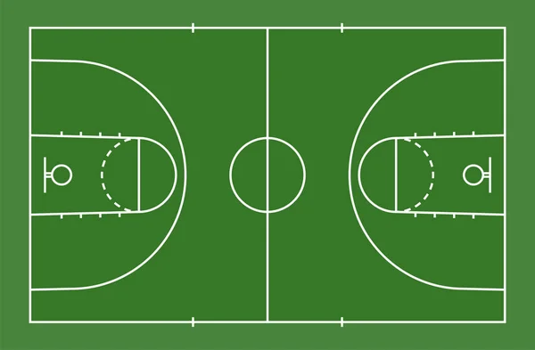 Piso Quadra Basquete Verde Com Linha Para Fundo Campo Basquetebol — Vetor de Stock